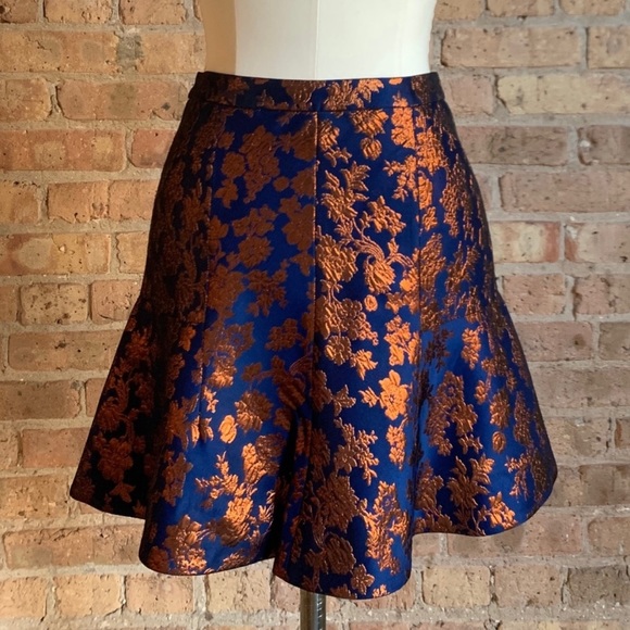 J. Crew Collection “In Bloom” skirt in navy and bronze. - Picture 6 of 6
